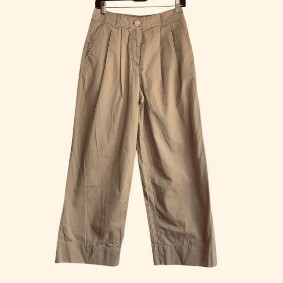 LOFT NWT Women's Poplin Wide Leg Pants - Khaki - Size 0P - Picture 2 of 9